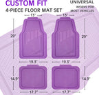 CAR PASS Heavy Duty Rubber Floor Mats 4-Piece Car Mat Set - Universal Waterproof Floor Mats for Car SUV Truck, Durable All-Weather Mats(Purple)
