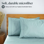 LuxClub 6 PC Queen Sheet Set Bamboo Sheets Deep Pockets 18" Eco Friendly Wrinkle Free Cooling Sheets Machine Washable Hotel Bedding Silky Soft - Light Teal Queen