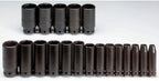 Impact Socket Set,1/2 In Dr,19 pc