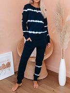 Striped Tie-Dye Gradient Home Service Suit