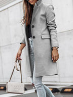 Solid Color Casual Loose Cardigan Woolen Coat