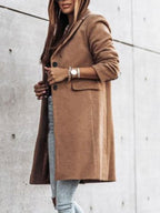 Solid Color Casual Loose Cardigan Woolen Coat