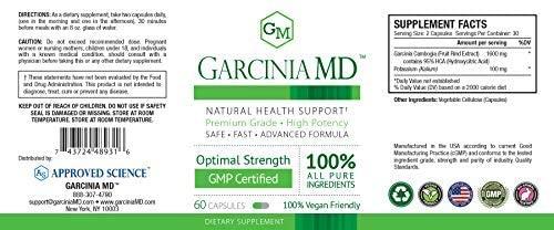 Approved Science® Garcinia MD - Increase Metabolism and Enhance Mood. All Natural & Vegan Friendly. 60 Capsules Per Bottle - 6 Bottle Supply