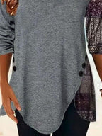 Casual Loose Retro Printed Long-sleeved T-shirt