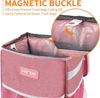 HOTOR Car Trash Can with Lid and Storage Pockets, 100% Leak-Proof Car Organizer, Waterproof Car Garbage Can, Multipurpose Trash Bin for Car - Pink