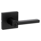 Halifax Square Matte Black Keyed Entry Door Lever Featuring SmartKey Security