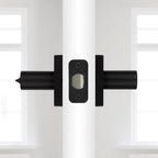Halifax Square Matte Black Keyed Entry Door Lever Featuring SmartKey Security