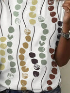 Women's Polka Dot Patchwork Print Round Neck Basic T-shirt