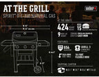 Gas BBQ Grill  Spirit II E-310 3-Burner Natural Black Cart Thermometer
