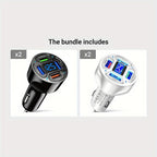 120W Car Charger Fast Charging 4 Usb Digital Display Car Fast Charger 4-in-1 PD Mobile Phone Charging Head 7AQC3.0 Car Phone Adapter Car Accessories