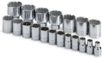 SK Professional Tools 4121 19-Piece 1/2 in. Drive 12-Point Standard Fractional Socket Set - Chrome Socket Set with Super Chrome Finish | Set of 19 Sockets Made in USA