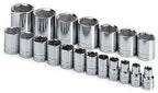 SK Professional Tools 4120 19-Piece 1/2 in. Drive 6-Point Standard Fractional Socket Set - Chrome Socket Set with Super Chrome Finish | Set of 19 Sockets Made in USA