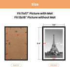upsimples 12x18 Picture Frame Set of 5,Display Pictures 11x17 with Mat or 12x18 Without Mat, Wall Gallery Photo Frames,Black