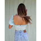 summer square collar chic blouse