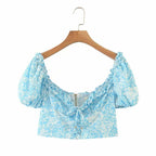 summer square collar chic blouse