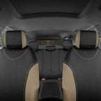 BDK UltraSleek Beige Seat Covers for Cars Full Set, Two-Tone Front Seat Covers with Matching Back Seat Cover, Stylish Car Seat Protectors with Split Bench ,