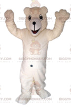 BIGGYMONKEYPolar Bear Mascot Costume with HuSmile and Big Belly