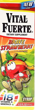 Vital Fuerte Strawberry Syrup 9.3 oz - Suplemento Multivitaminico sabor a Fresa (Pack of 24)