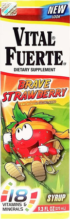 Vital Fuerte Strawberry Syrup 9.3 oz - Suplemento Multivitaminico sabor a Fresa (Pack of 24)