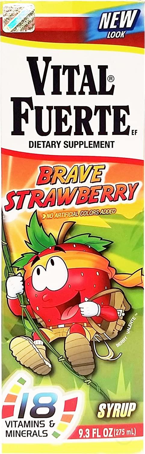 Vital Fuerte Strawberry Syrup 9.3 oz - Suplemento Multivitaminico sabor a Fresa (Pack of 24)