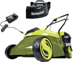 Sun Joe MJ401C-XR 14-Inch 28-Volt 5-Amp Cordless Lawn Mower w/Brushless Motor, 10.6-Gallon Detachable Collection Bag, Lightweight, Green