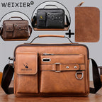 【WEIXIER】 Men's PU Material Crossbody Bag Men's Business Crossbody Bag Portable Shoulder Bag Casual Bag Men's Bag Gift For Father /Anniversary
