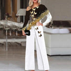 Fashion Butterfly Art Print Off-shoulder Long Sleeve Jumpsuit Women