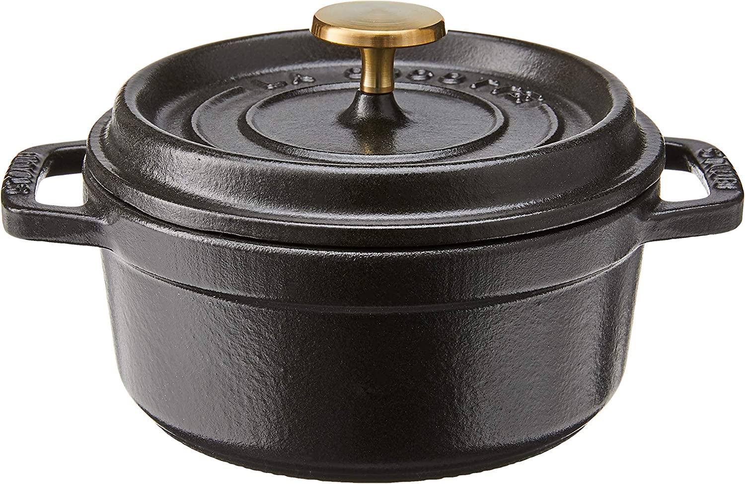 Staub Cast Iron 0.5-qt Round Cocotte - Matte Black, Made in France