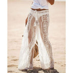 floral lace wide flares pants