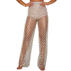 floral lace wide flares pants