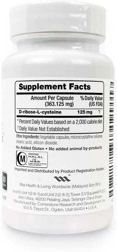3 Bottles Max One Supplement with Focused Riboceine Fomula Promotes Optimal Level of Glutathione (60 vege Capsules per Bottle)