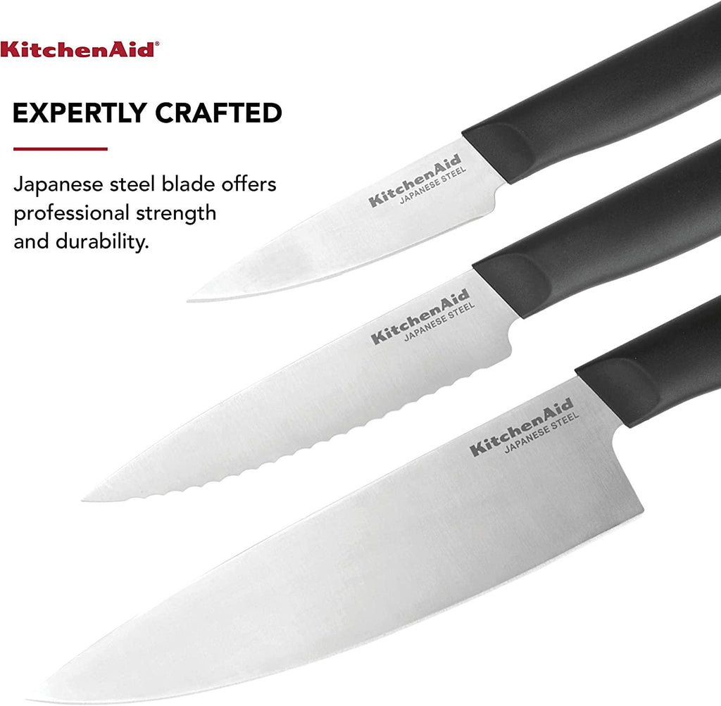 KitchenAid Classic Chef Knife Set, 3-Piece, Black