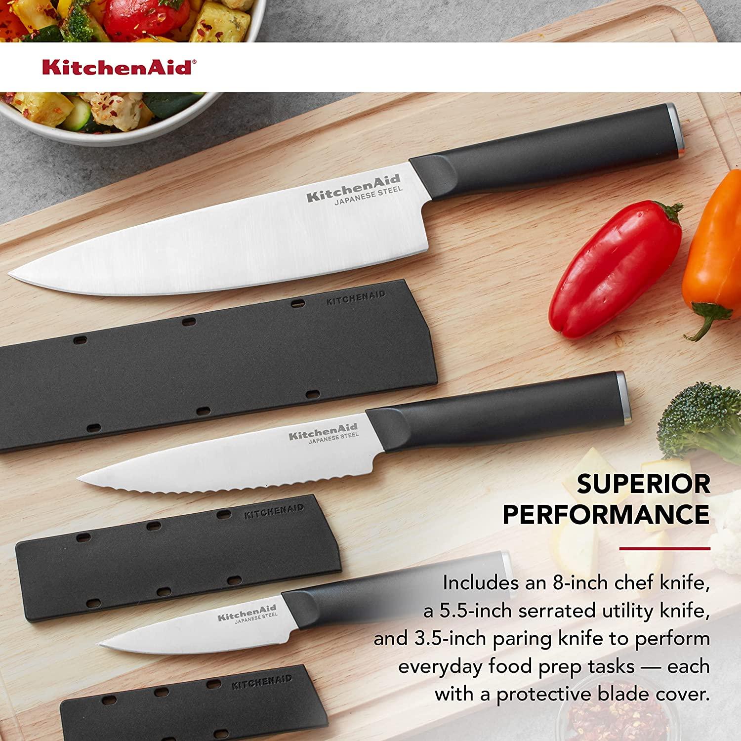KitchenAid Classic Chef Knife Set, 3-Piece, Black