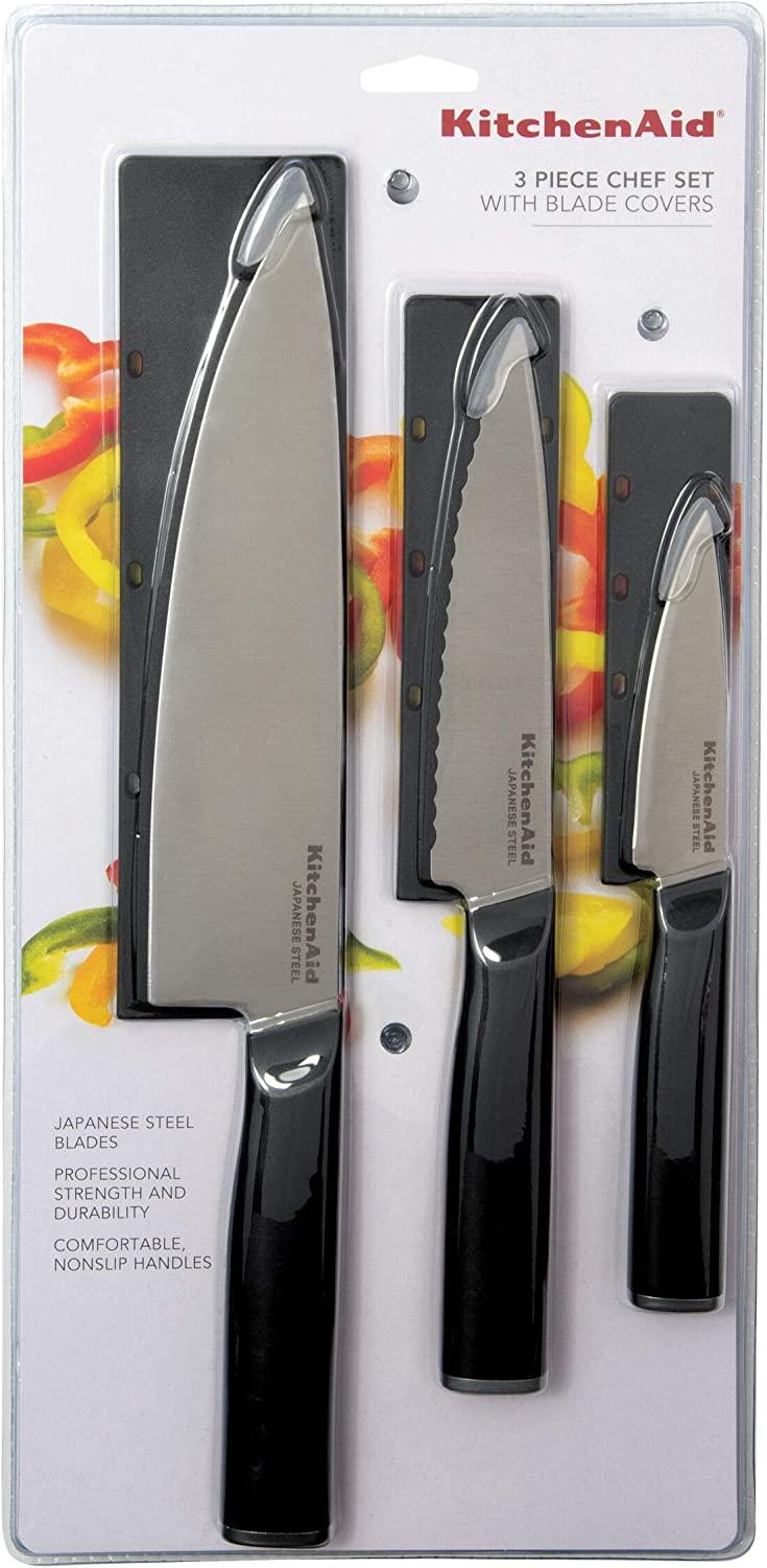 KitchenAid Classic Chef Knife Set, 3-Piece, Black