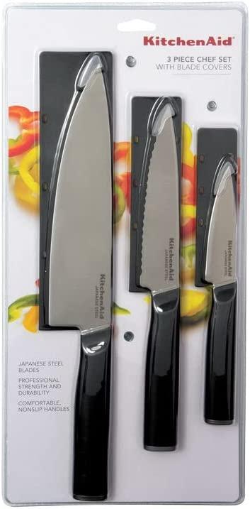 KitchenAid Classic Chef Knife Set, 3-Piece, Black
