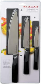 KitchenAid Classic Chef Knife Set, 3-Piece, Black