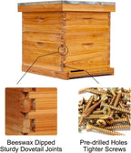 Honey Lake 8-Frame Bee Hive 1 Brood Beehive Box and 1 Medium Bee Hive Super Box,Bee Hives and Supplies Starter Kit Include Beehive Frames and Foundation Sheet