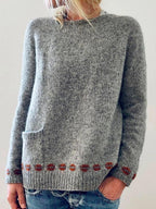 Casual Solid Color Crew Neck Long Sleeves Pocket Sweater