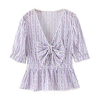 stripe floral print top and skirt set