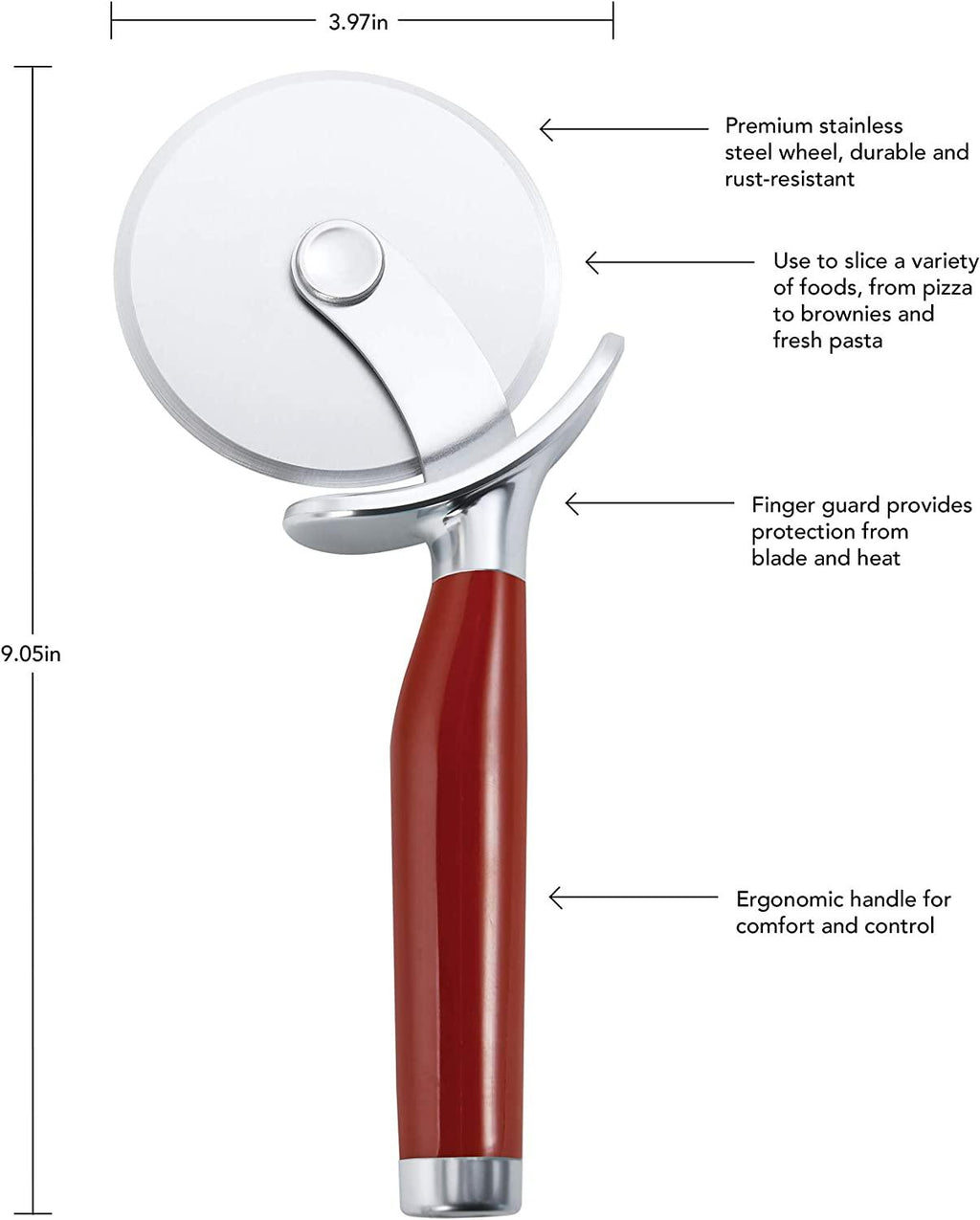 KitchenAid - KE113OHERA KitchenAid Classic Pizza Wheel, 9-Inch, Red