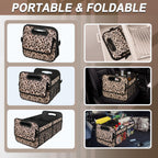 Car Trunk Organzier for suv,Car Organziers and Storage with 6 Big Pocket,Car Accessories for Women/Men 70L Waterproof Polyester Trunk Organzier for Car/SUV/Minivan/Truck(Large, Leopard print)