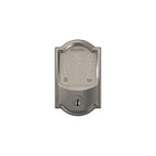 Camelot Satin Nickel Encode Smart Wi-Fi Deadbolt with Alarm and Camelot Handle Set with Accent Lever with Camelot Trim