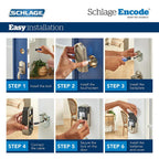 Camelot Satin Nickel Encode Smart Wi-Fi Deadbolt with Alarm and Camelot Handle Set with Accent Lever with Camelot Trim