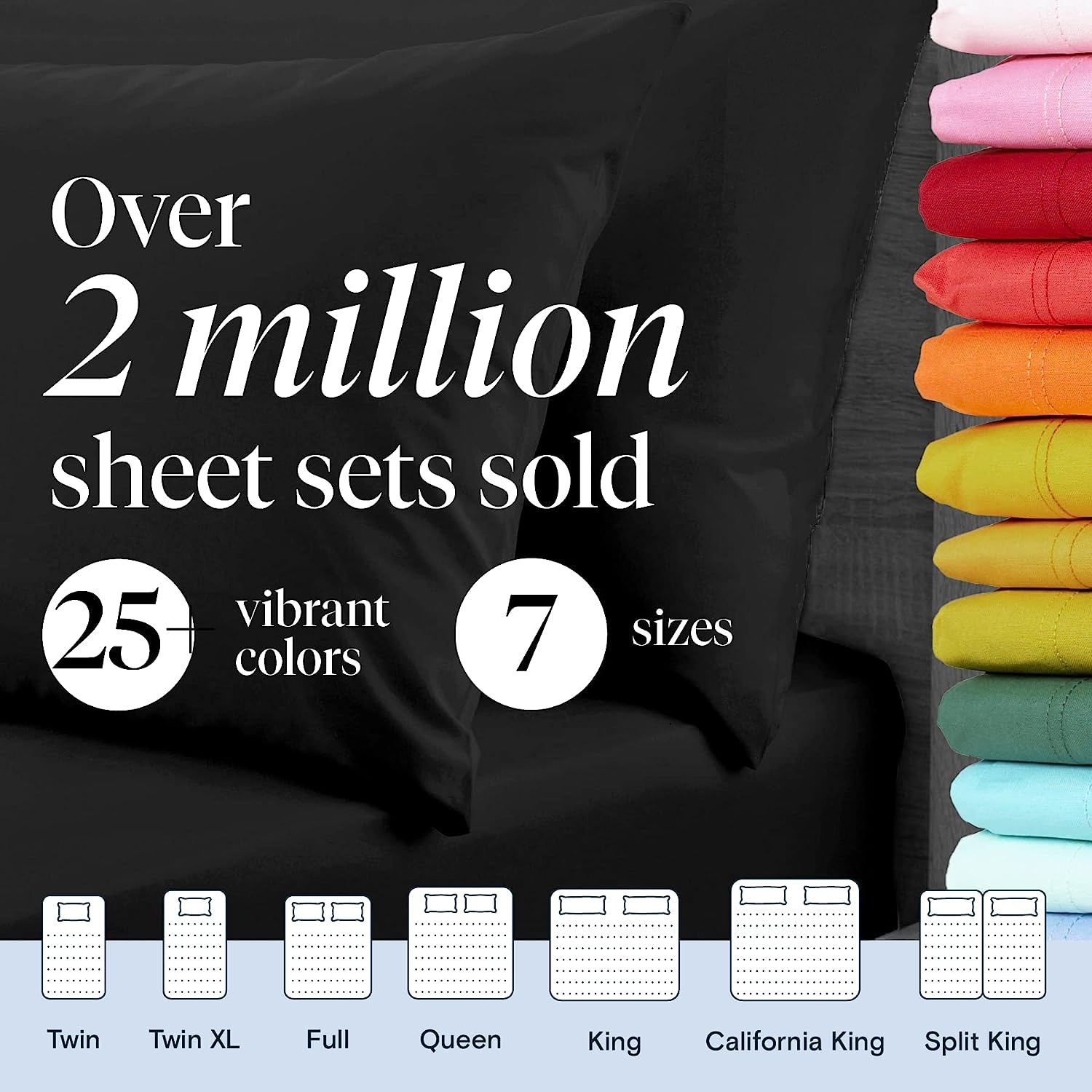 LuxClub Twin XL Sheets Set - Soft Twin Bed Sheets for Boys and Girls, 4 PC Deep Pockets 18" Eco Friendly Wrinkle Free Kids Fitted Sheets Machine Washable Hotel Bedding Silky Soft - Black Twin XL