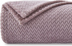 NEWCOSPLAY Super Soft Throw Blanket Light Purple Premium Silky Flannel Fleece Leaves Pattern Lightweight Bed Blanket All Season Use (Light Purple, Throw(50"x60"))
