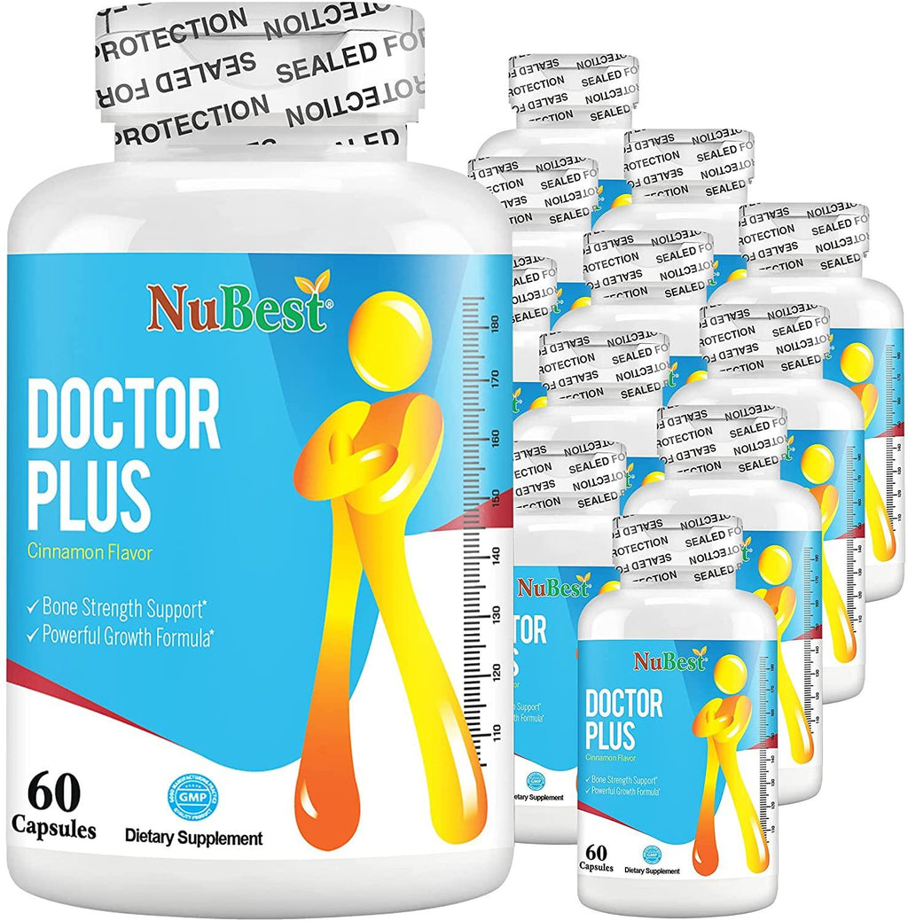Doctor Plus - Powerful Growth Boost - Promotes Strong and Healthy Bones - Immunity Support - for Children (10+) and Teens - 60 Capsules (Pack of 12)