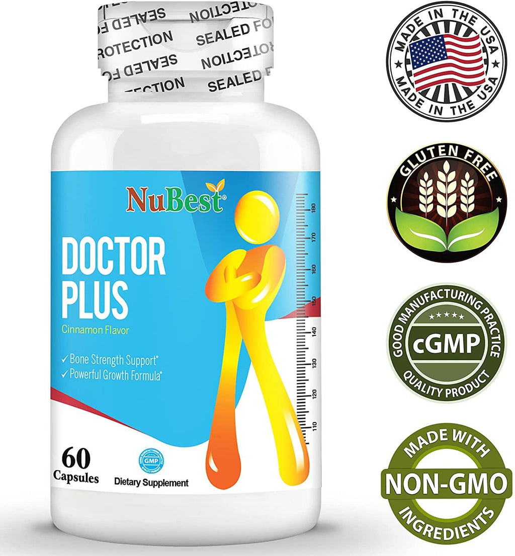 Doctor Plus - Powerful Growth Boost - Promotes Strong and Healthy Bones - Immunity Support - for Children (10+) and Teens - 60 Capsules (Pack of 12)