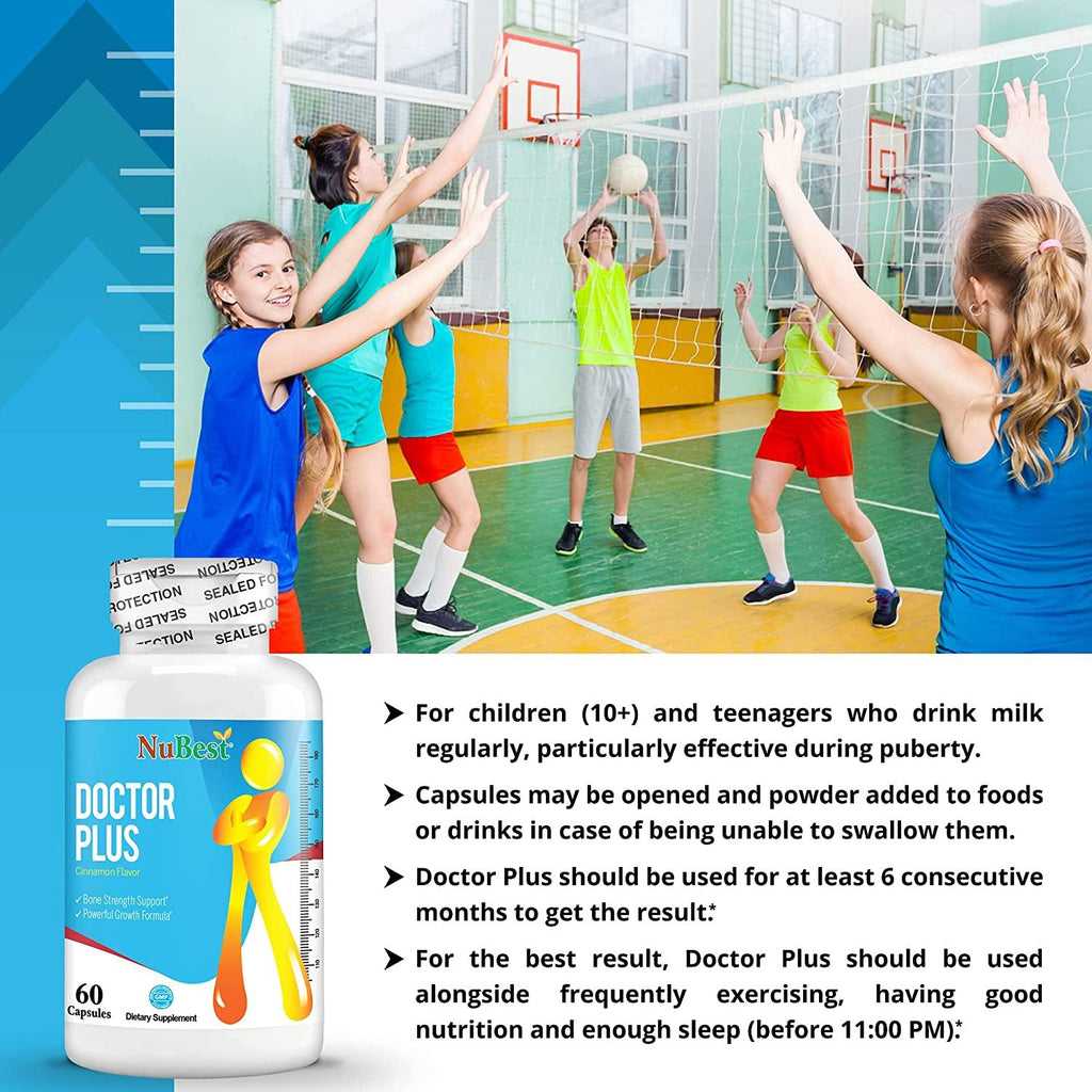 Doctor Plus - Powerful Growth Boost - Promotes Strong and Healthy Bones - Immunity Support - for Children (10+) and Teens - 60 Capsules (Pack of 12)