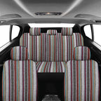 Pariitadin Baja Saddle Blanket Car Seat Covers Full Set with Seat Belt Pads, Washable Breathable Striped Woven Cloth Seat Covers for Cars Interior, Universal Fit Most Cars, Airbag Compatible, Red