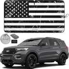 Autoamerics 1-Piece Windshield Sun Shade Grunge B&amp;W American Flag USA  - Foldable Car Front Window Sunshade for Most Sedans SUV Truck - Blocks Max UV Rays and Keeps Your Vehicle Cool - Medium